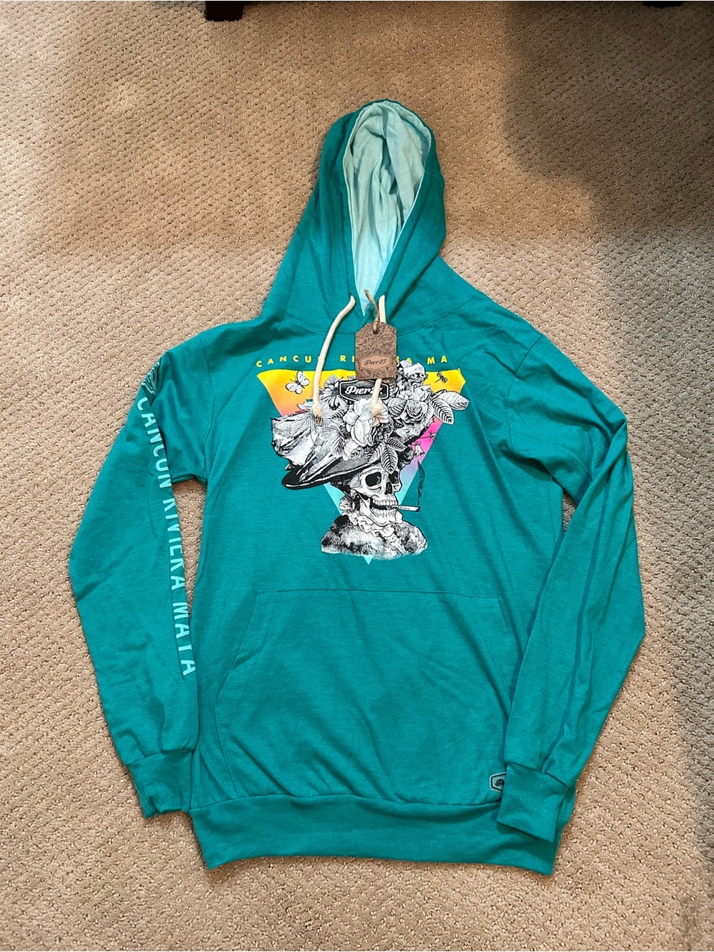 Teal Graphic Hooded Sweatshirt - women
